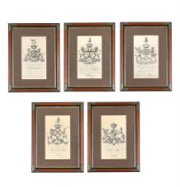 ROBERT PRANKER (BRITISH FL. 1755-1776), A SET OF FIVE ARMORIAL PRINTS