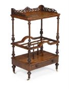 A VICTORIAN WALNUT WHATNOT CANTERBURY, CIRCA 1860