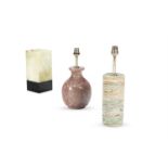 THREE MARBLE AND ONYX TABLE LAMPS, MODERN