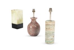 THREE MARBLE AND ONYX TABLE LAMPS, MODERN