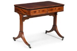 Y A REGENCY MAHOGANY AND TULIPWOOD CROSSBANDED LIBRARY TABLE, CIRCA 1820