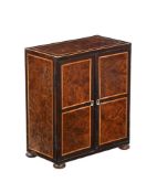 A BURR YEW MINIATURE TABLE TOP CABINET, EARLY 20TH CENTURY