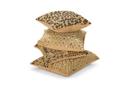 FOUR KUBA RAFFIA CLOTH CUSHIONS, CONGO, LATE 20TH CENTURY