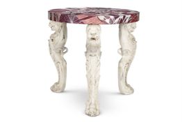 A SIMULATED MARBLE AND WHITE PAINTED CENTRE TABLE, 20TH CENTURY, SOME ELEMENTS POSSIBLY 19TH CENTURY
