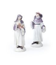TWO BOW FIGURES OF A MONK AND A NUN, CIRCA 1760