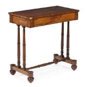 Y AN EARLY VICTORIAN ROSEWOOD AND BRASS STRUNG SIDE TABLE, CIRCA 1840