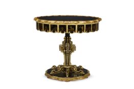 A PARCEL GILT BLACK AND RED LACQUER CHINOISERIE GAMES TABLE, CONTINENTAL, 19TH CENTURY AND LATER