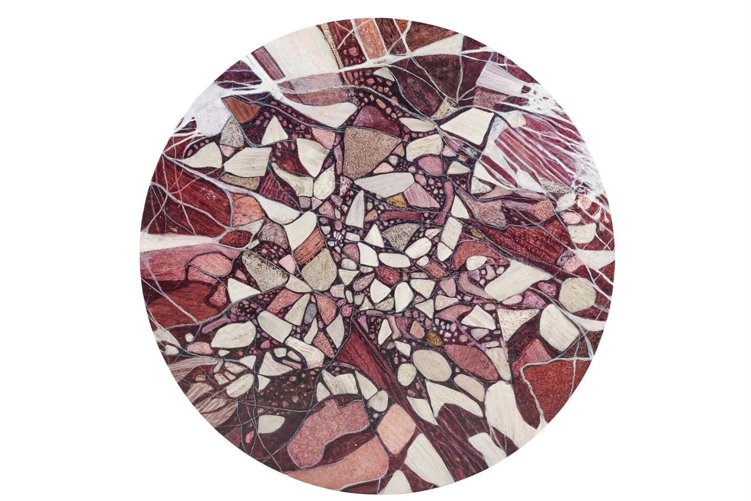 A SIMULATED MARBLE AND WHITE PAINTED CENTRE TABLE, 20TH CENTURY, SOME ELEMENTS POSSIBLY 19TH CENTURY - Image 3 of 3