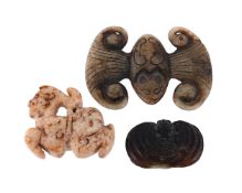 THREE VARIOUS CHINESE JADE CARVINGS, 20TH CENTURY