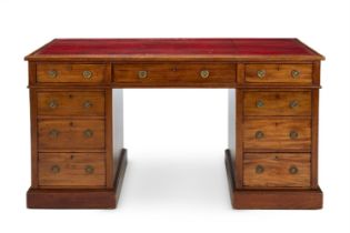A VICTORIAN MAHOGANY PEDESTAL DESK, BY JAMES SHOOLBRED & CO., MID 19TH CENTURY