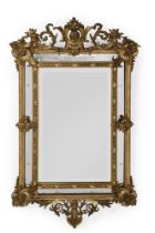A CARVED GILTWOOD WALL MIRROR, FRENCH, EARLY 20TH CENTURY