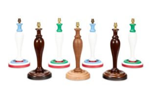 A GROUP OF SEVEN TABLE LAMPS, INCLUDING FOUR PAINTED EXAMPLES