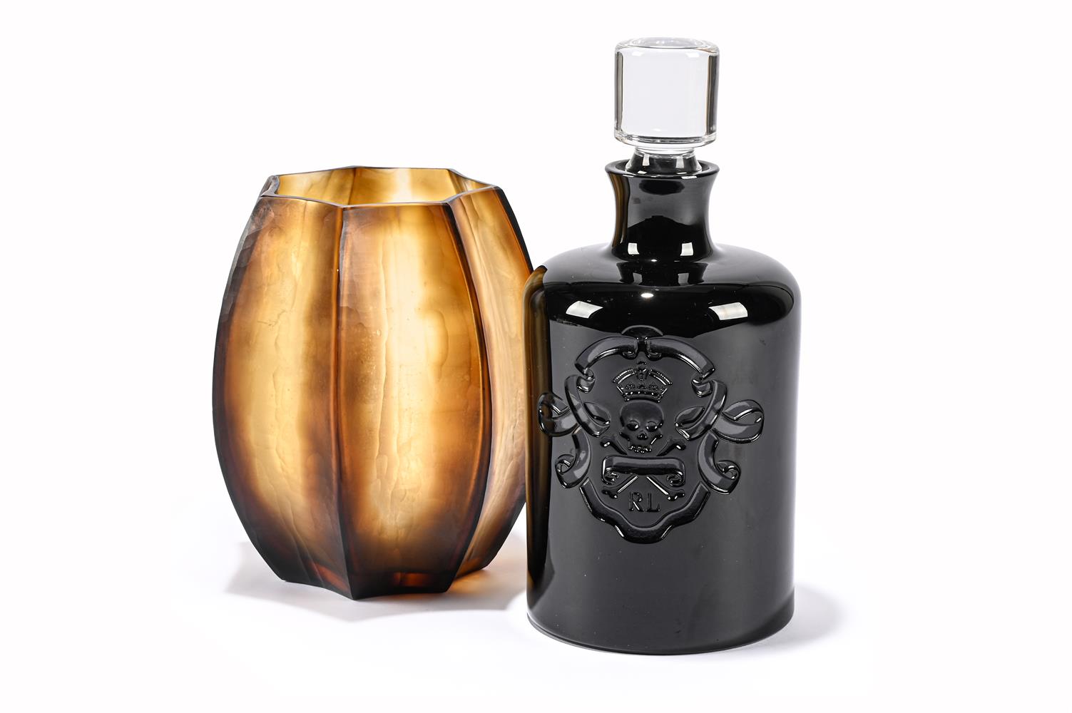 A RALPH LAUREN AYERS SKULL AND BONES DECANTER, TOGETHER WITH A KOONAM VASE - Image 2 of 4