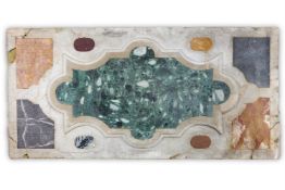 AN ITALIAN RECTANGULAR SPECIMEN MARBLE SLAB, PROBABLY FLORENTINE, 18TH OR 19TH CENTURY