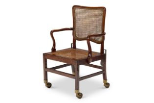 A GEORGE III MAHOGANY 'SEDAN' OPEN ARMCHAIR, CIRCA 1780