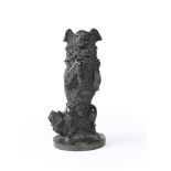 A FRENCH ANIMALIER BRONZE OF A BEGGING DOG, LATE 19TH CENTURY
