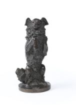 A FRENCH ANIMALIER BRONZE OF A BEGGING DOG, LATE 19TH CENTURY