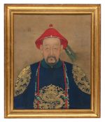 A CHINESE WATERCOLOUR PORTRAIT OF AN OFFICIAL, 19TH OR 20TH CENTURY