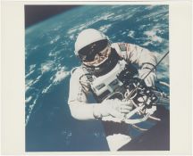 [Gemini IV] THE FIRST PHOTOGRAPH OF A HUMAN IN SPACE TAKEN DURING THE FIRST U.S. SPACEWALK