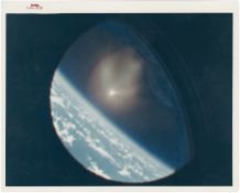 [Gemini II] EARTH DURING ATMOSPHERIC REENTRY, FROM THE GEMINI SPACECRAFT
