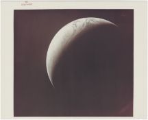 [Apollo 4] FIRST COLOUR VIEW OF EARTH’S FULL CRESCENT, TAKEN FROM NASA’S FIRST SATURN V