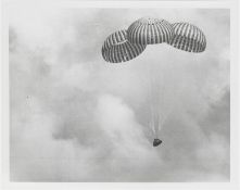 [Apollo 14] COMMAND MODULE KITTY HAWK TRIUMPHANTLY PARACHUTING BACK TO EARTH