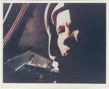 [Gemini IV] EXHILARATED ED WHITE IN THE GEMINI CAPSULE FOLLOWING AMERICA’S FIRST SPACEWALK
