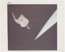 [Apollo 9] COMMAND MODULE GUMDROP FLOATING ABOVE EARTH'S HORIZON