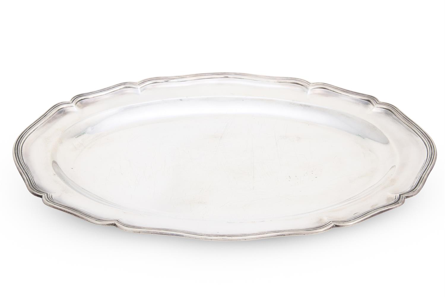 A SILVER SHAPED OVAL TRAY S. J. PHILLIPS LTD.