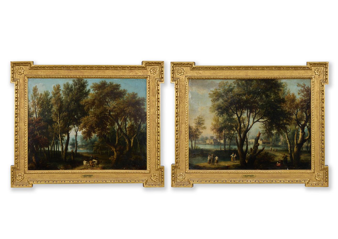 GIOVANNI BATTISTA CIMAROLI (ITALIAN C.1687-1753), A DROVER WITH CATTLE IN A WOODED LANDSCAPE