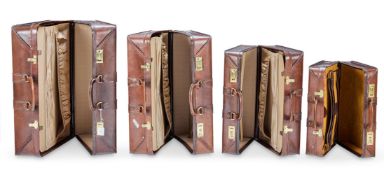 A COLLECTION OF FOUR LEATHER LUGGAGE CASES, BY PRESTO
