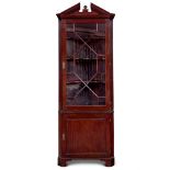 A MAHOGANY AND ASTRAGAL GLAZED CORNER CABINET, CIRCA 1900, OF GEORGE III STYLE