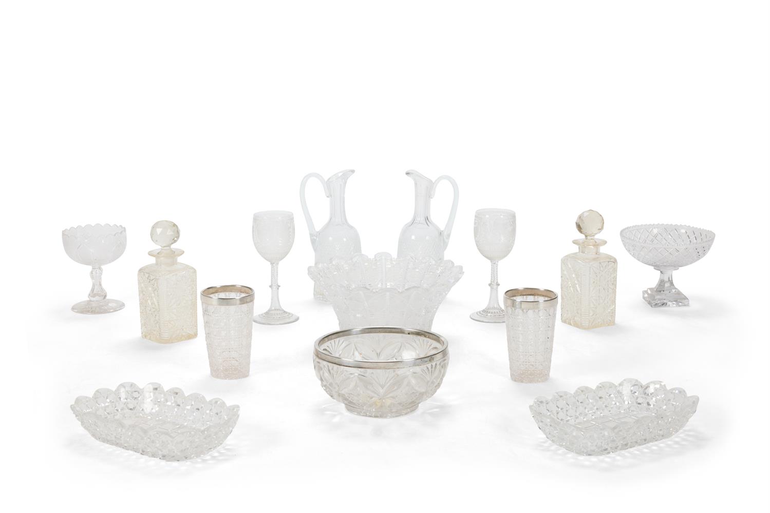 A SELECTION OF MOSTLY CUT GLASS, VARIOUS DATES MOSTLY 19TH AND 20TH CENTURIES
