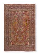 A KASHAN PART SILK RUG