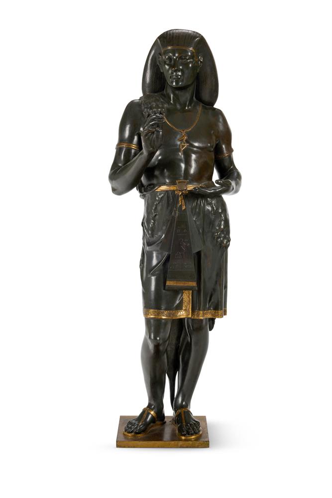 EMILE LOUIS PICAULT (FRENCH, 1833-1915), A LARGE GILT AND PATINATED BRONZE FIGURE 'HIEROGRAMMATE'