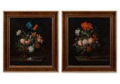DUTCH SCHOOL (18TH CENTURY), A PAIR OF STILL LIFES OF FLOWERS