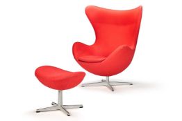 ARNE JACOBSEN (DANISH, 1902-1971), 'EGG' CHAIR AND OTTOMAN, DESIGNED IN 1958; 2014