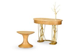 λ NICK ALLEN (BRITISH, B.1952), AN OVAL DRESSING TABLE AND 'DIABOLO' STOOL, 2001/2