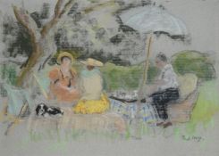 λ PAUL LUCIEN MAZE (FRENCH/BRITISH 1887-1979)TAKING TEA IN A GARDEN