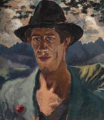 λ JULIAN TREVELYAN (BRITISH 1910-1988), SELF PORTRAIT IN A MOUNTAINOUS LANDSCAPE