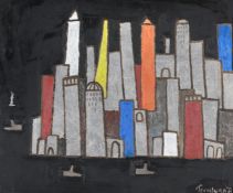 λ JULIAN TREVELYAN (BRITISH 1910-1988), MANHATTAN OFFICES AT NIGHT