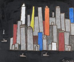 λ JULIAN TREVELYAN (BRITISH 1910-1988), MANHATTAN OFFICES AT NIGHT