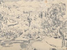 λ JULIAN TREVELYAN (BRITISH 1910-1988), A MEDITERRANEAN LANDSCAPE