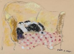 λ PAUL LUCIEN MAZE (FRENCH/BRITISH 1887-1979), SPANIEL ON AN ARMCHAIR