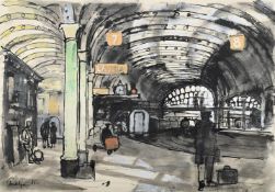 λ JULIAN TREVELYAN (BRITISH 1910-1988, )THE INTERIOR OF YORK STATION
