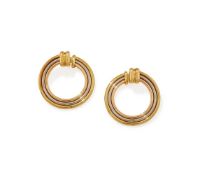 CARTIER, A PAIR OF 'TRINITY' HOOP EARRINGS