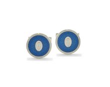 CARTIER, A PAIR OF SILVER AND ENAMEL 'DOUBLE C DE CARTIER' CUFFLINKS