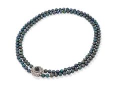 A TAHITIAN CULTURED PEARL AND DIAMOND NECKLACE