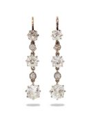 A PAIR OF EARLY 20TH CENTURY DIAMOND EARRINGS