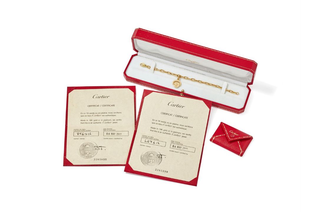 CARTIER, A 'SANTOS' BRACELET WITH 'I LOVE YOU' CHARM - Image 3 of 3